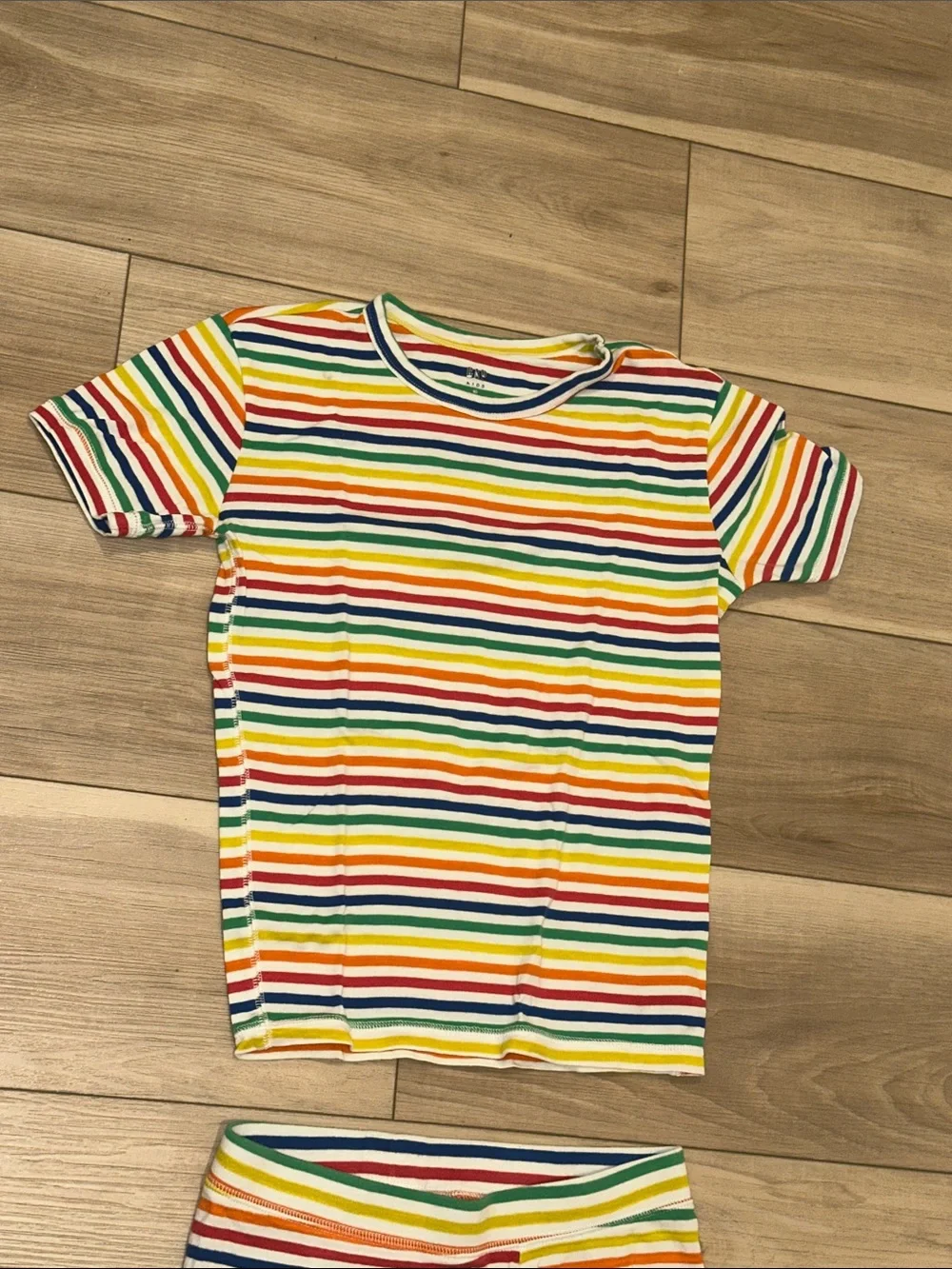 EUC Gap Kids Rainbow Stripe Pajama Set - Short Sleeve Top & Leggings Size 14